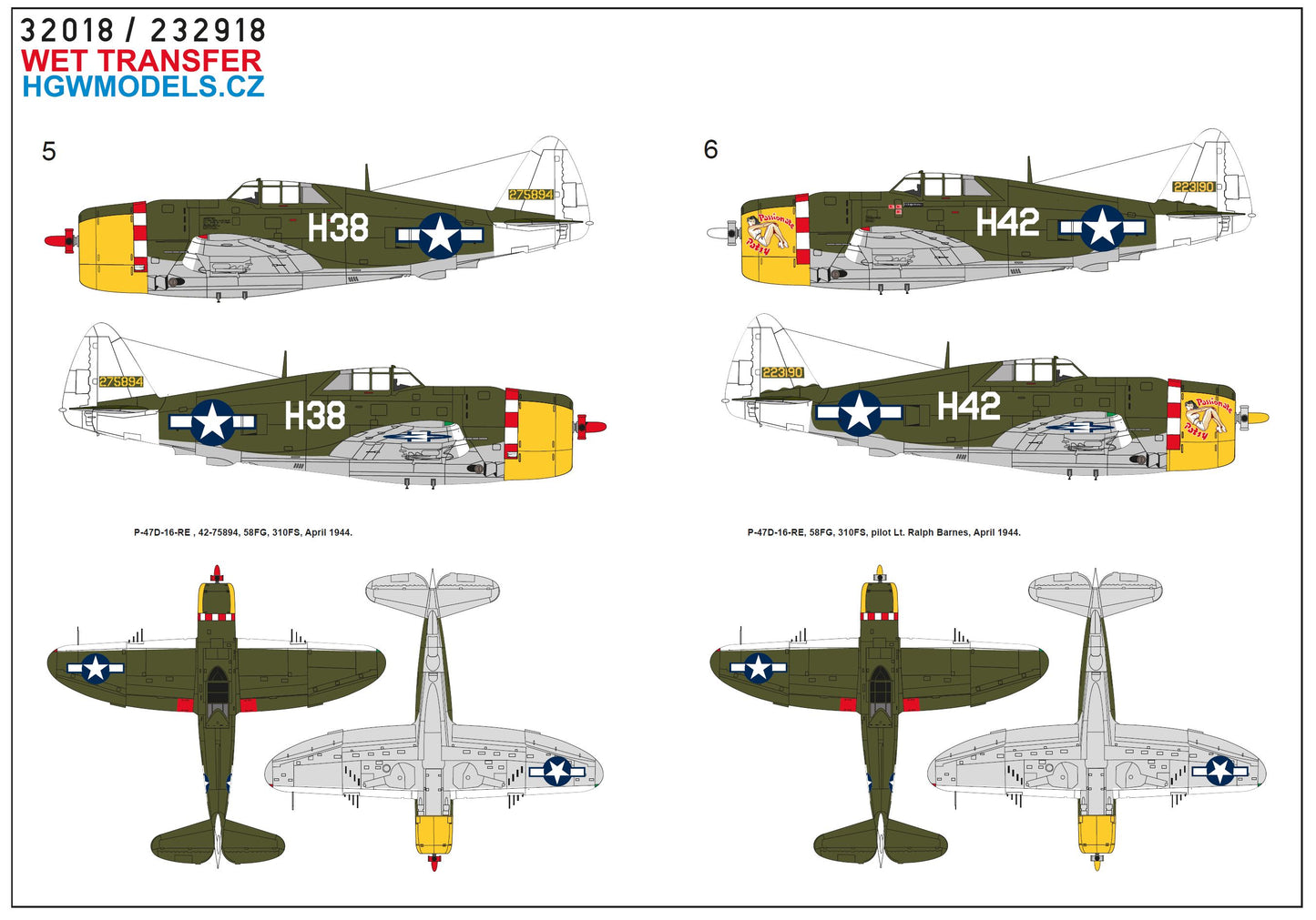 HGW HGW232918 1:32 Republic P-47D Thunderbolt Razorback 58th FG OVER NEW GUINEA
