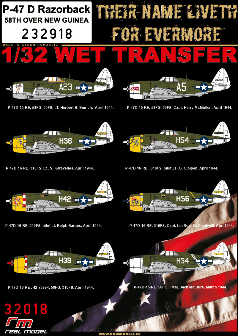 HGW HGW232918 1:32 Republic P-47D Thunderbolt Razorback 58th FG OVER NEW GUINEA