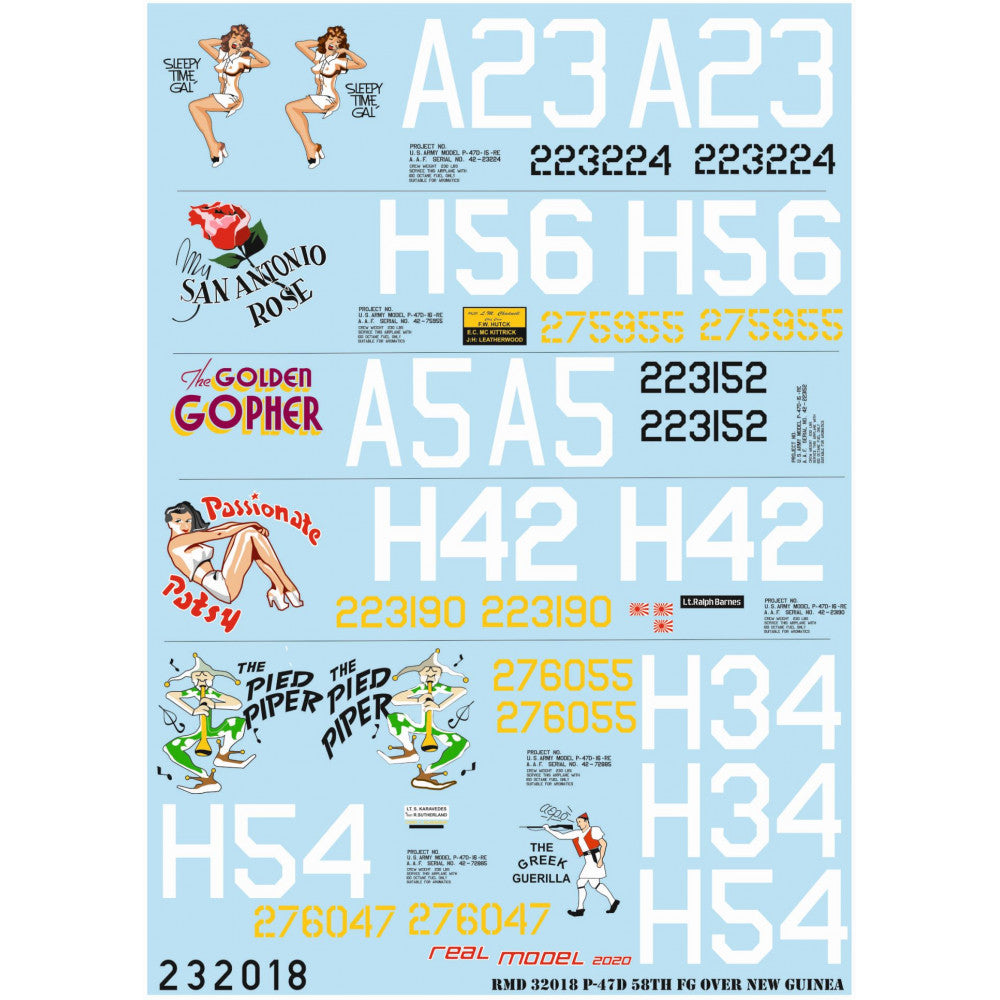 HGW HGW232918 1:32 Republic P-47D Thunderbolt Razorback 58th FG OVER NEW GUINEA