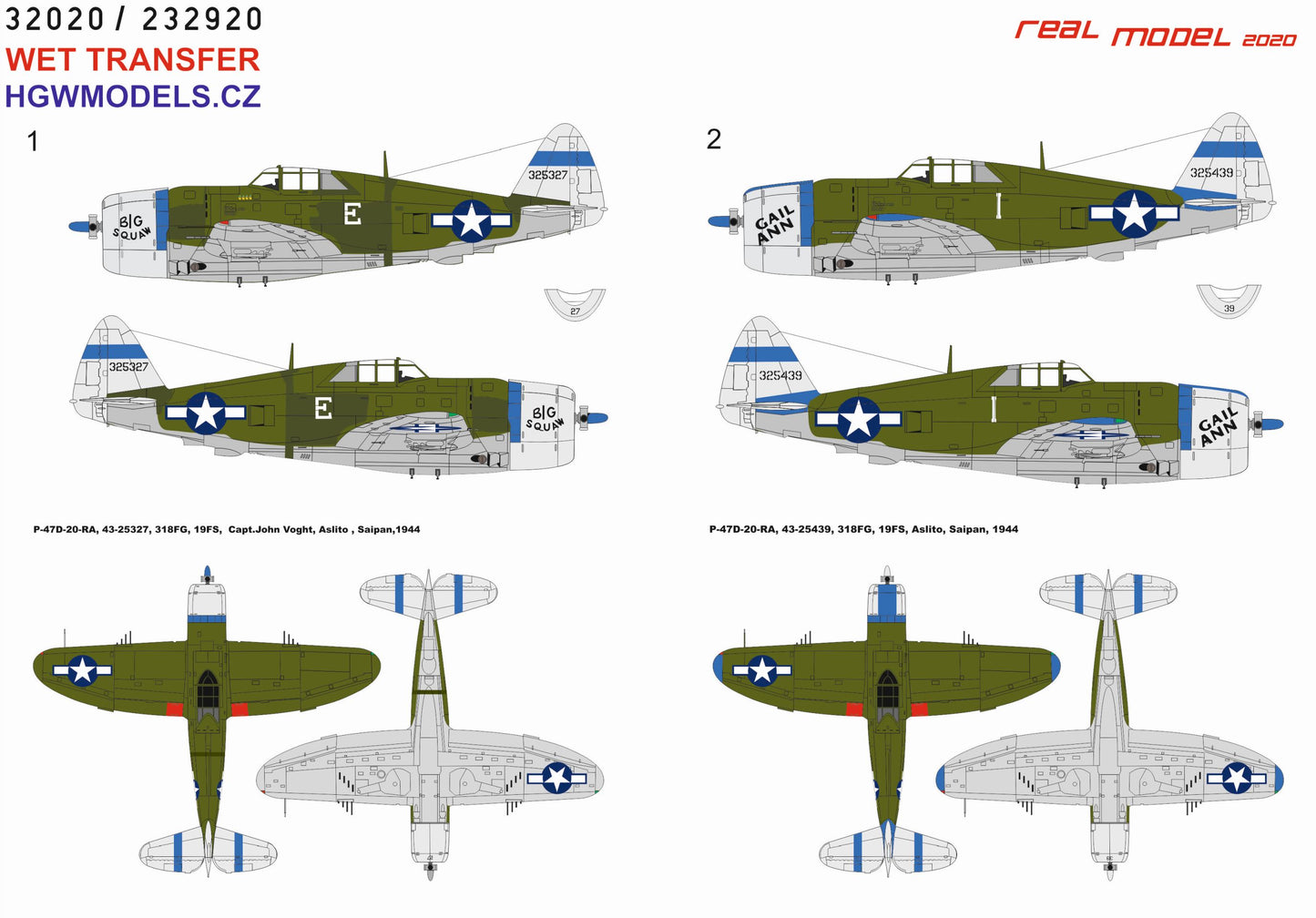 HGW HGW232920 1:32 Republic P-47D Thunderbolt Razorback over Saipan