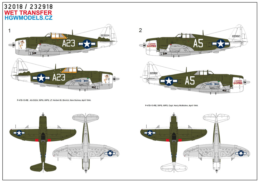 HGW HGW233918 1:32 Republic P-47D Thunderbolt Razorbacks 58TH OVER NEW GUINEA