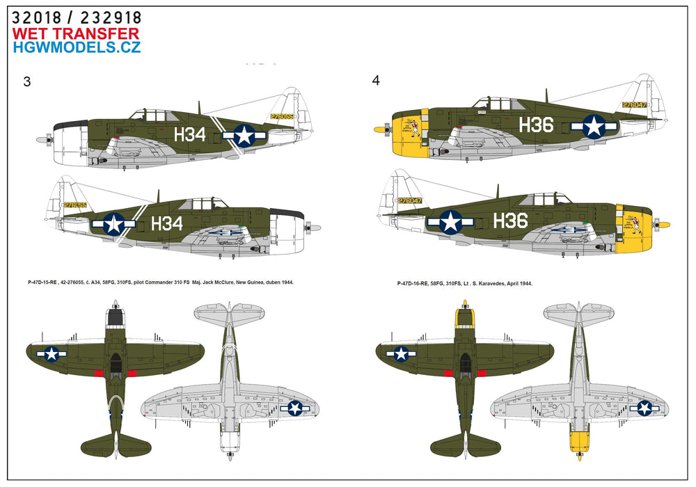 HGW HGW233918 1:32 Republic P-47D Thunderbolt Razorbacks 58TH OVER NEW GUINEA