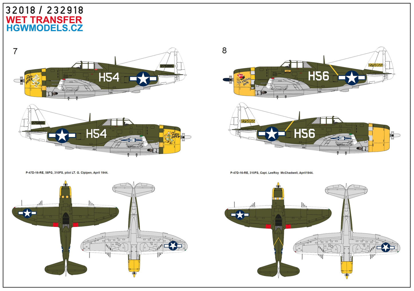 HGW HGW233918 1:32 Republic P-47D Thunderbolt Razorbacks 58TH OVER NEW GUINEA