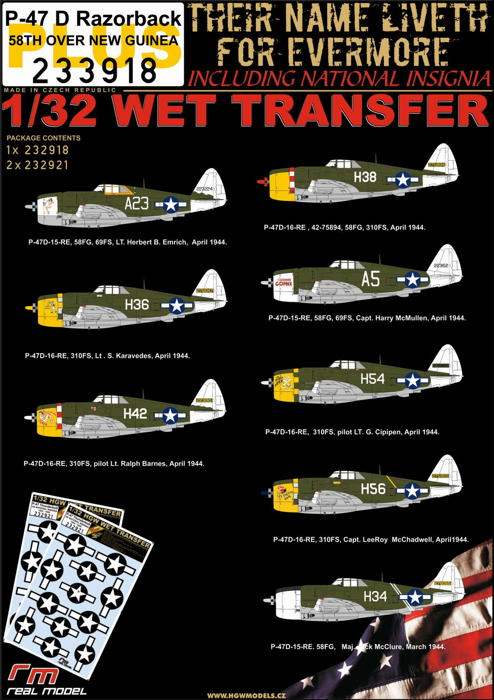HGW HGW233918 1:32 Republic P-47D Thunderbolt Razorbacks 58TH OVER NEW GUINEA