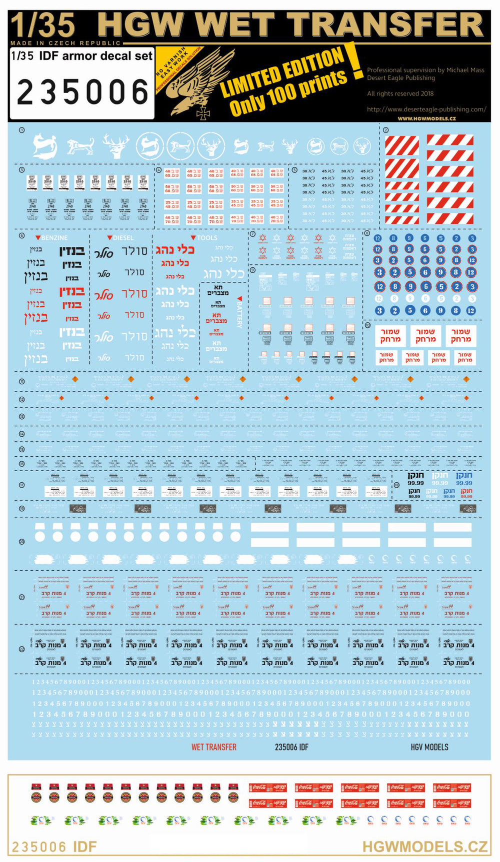 HGW HGW235006 1:35 Ultimate IDF Armor Decal Set