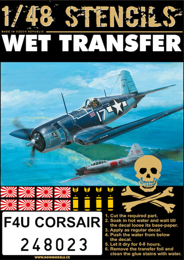HGW 248023 Vought F4U Corsair Stencils Wet Transfers 1:48