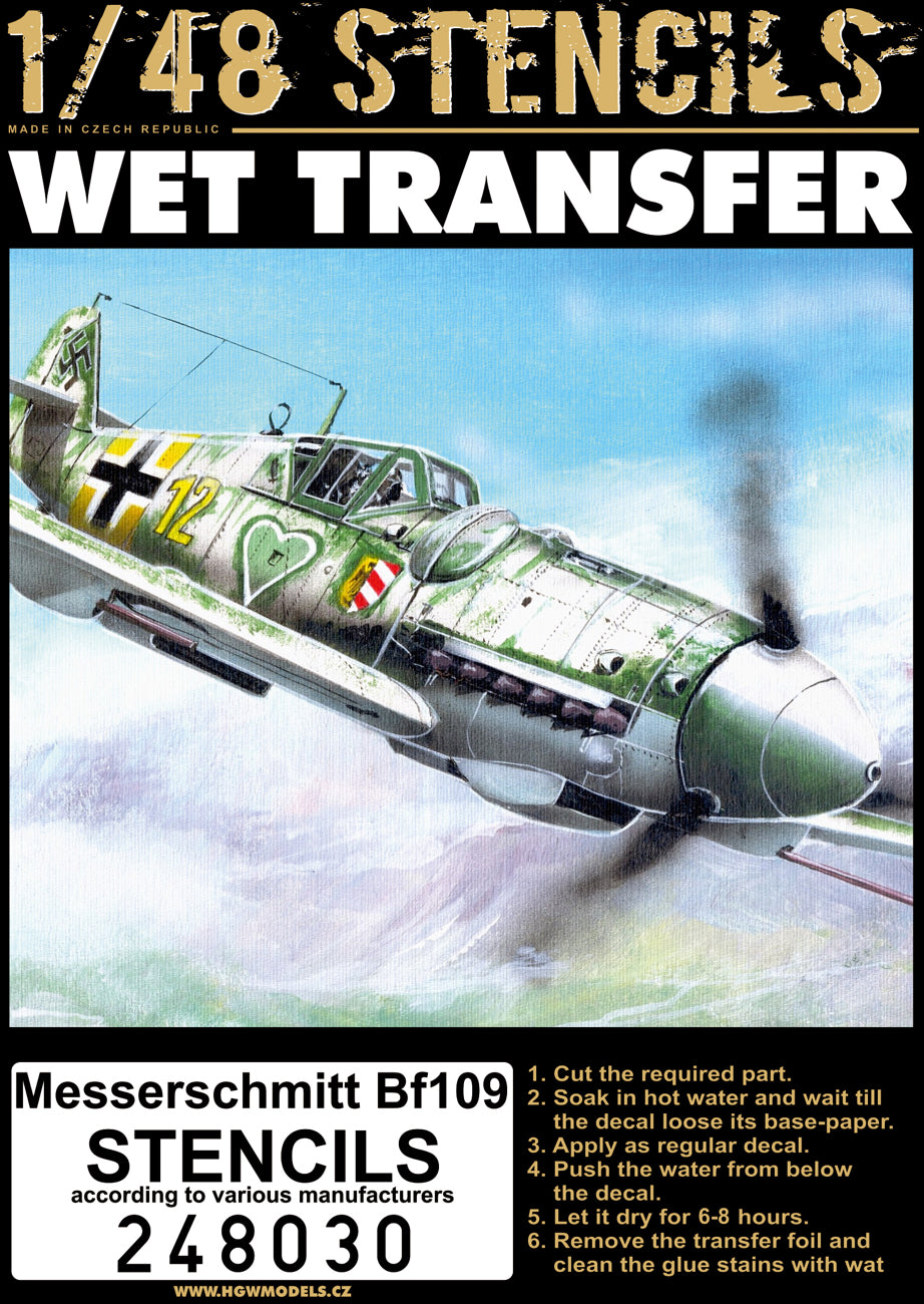 HGW HGW248030 1:48 Messerschmitt Bf-109 Stencils