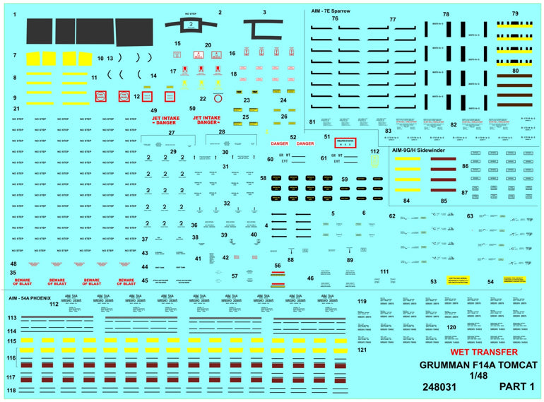 HGW 248031 Grumman F-14A Tomcat Stencils & RBF 1:48