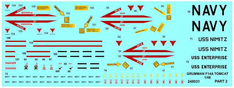 HGW 248031 Grumman F-14A Tomcat Stencils & RBF 1:48