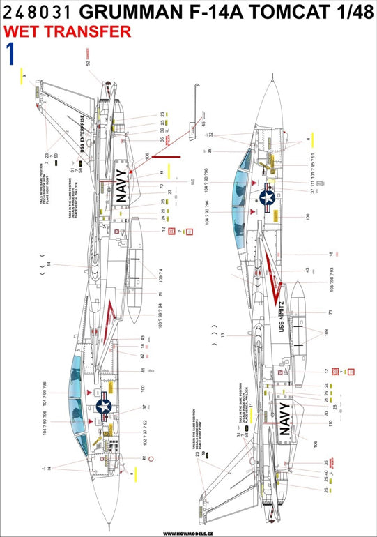 HGW 248031 Grumman F-14A Tomcat Stencils & RBF 1:48