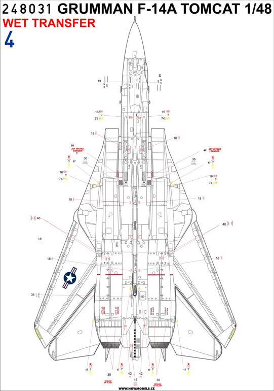 HGW 248031 Grumman F-14A Tomcat Stencils & RBF 1:48
