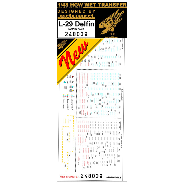HGW HGW248039 1:48 Aero L-29 Delfin stencils