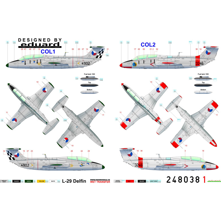 HGW HGW248040 1:48 Aero L-29 Delfin markings and stencils