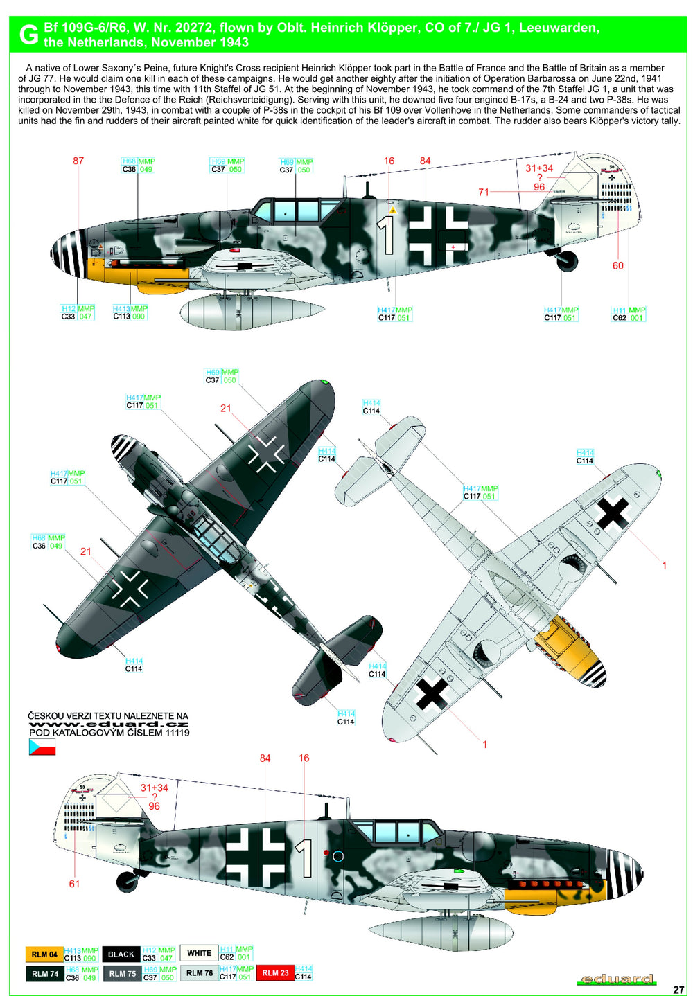HGW HGW248060 1:48 Messerschmitt Bf-109G-6/Bf-109G-14 Reichsverteidigung