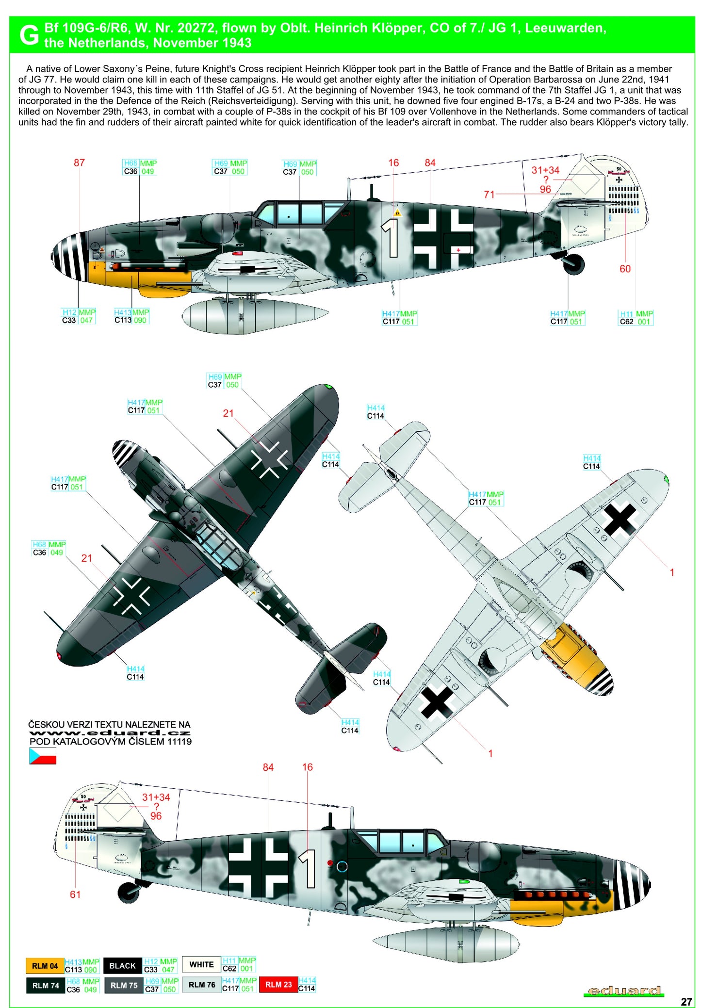 HGW HGW248060 1:48 Messerschmitt Bf-109G-6/Bf-109G-14 Reichsverteidigung