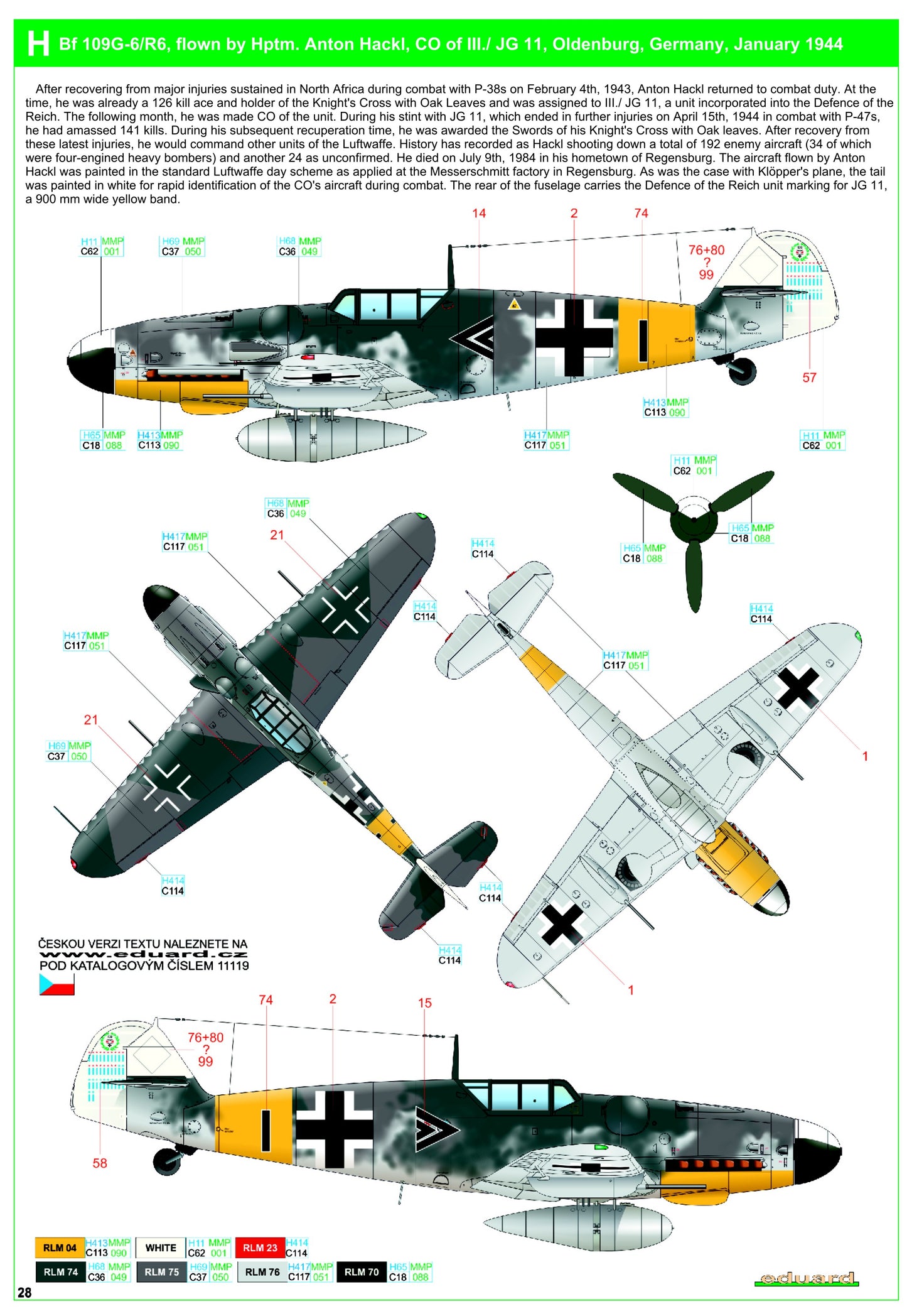 HGW HGW248060 1:48 Messerschmitt Bf-109G-6/Bf-109G-14 Reichsverteidigung
