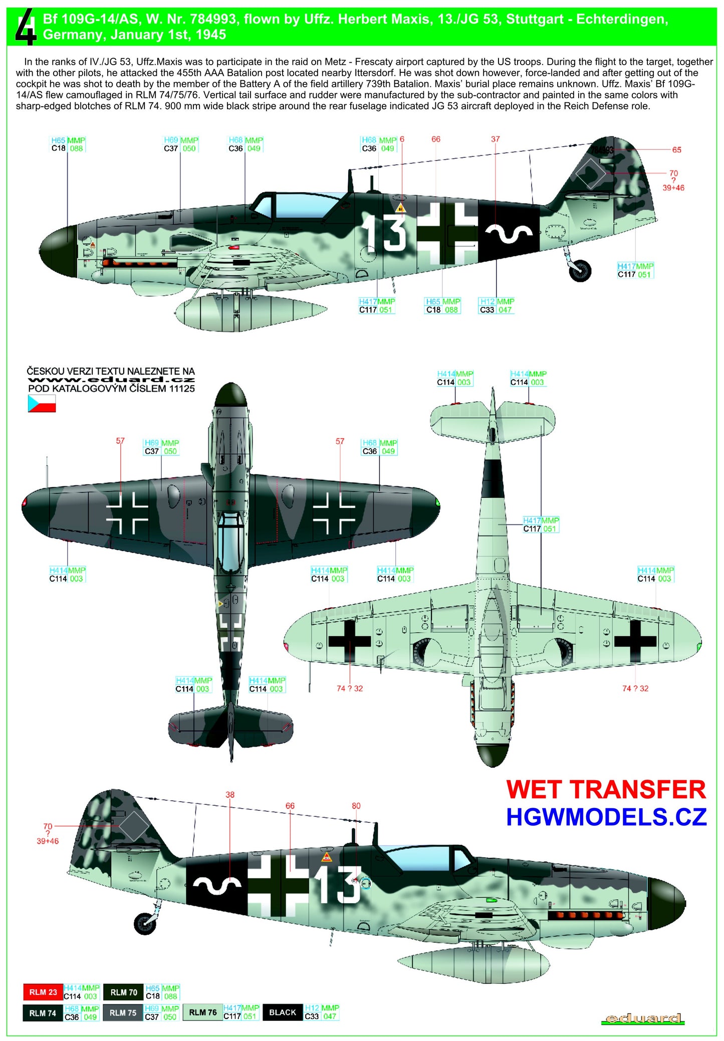 HGW HGW248069 1:48 Messerschmitt Bf-109G-14