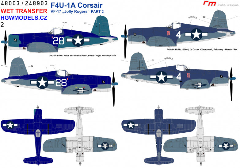 HGW HGW248903 1:48 Vought F4U-1A Corsair VF-17 "Jolly Rogers"