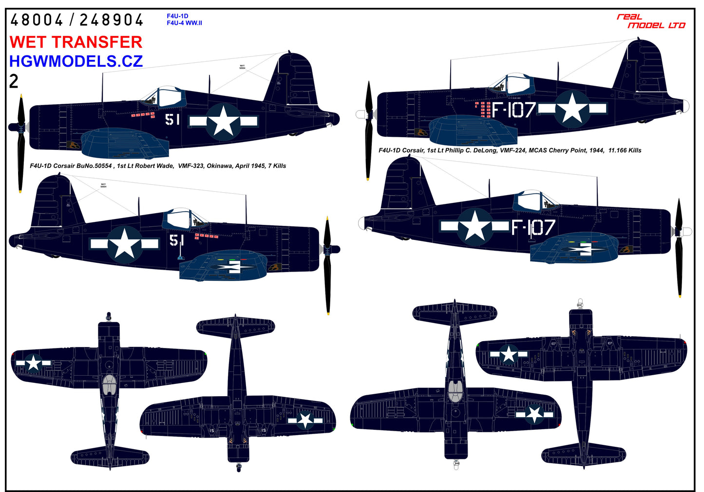 HGW HGW248904 1:48 Vought F4U-1D / F4U-4 Corsair WWII