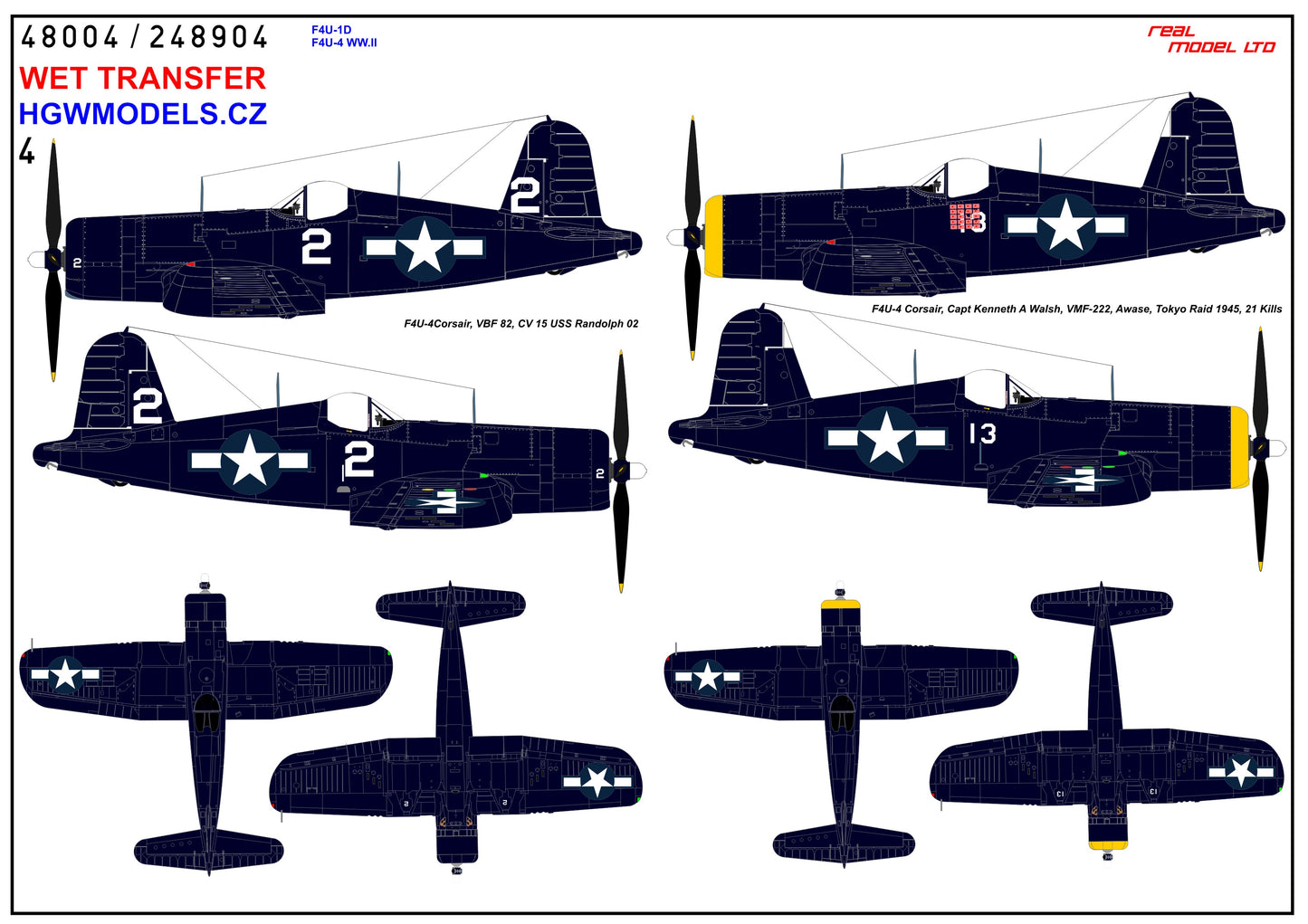 HGW HGW248904 1:48 Vought F4U-1D / F4U-4 Corsair WWII