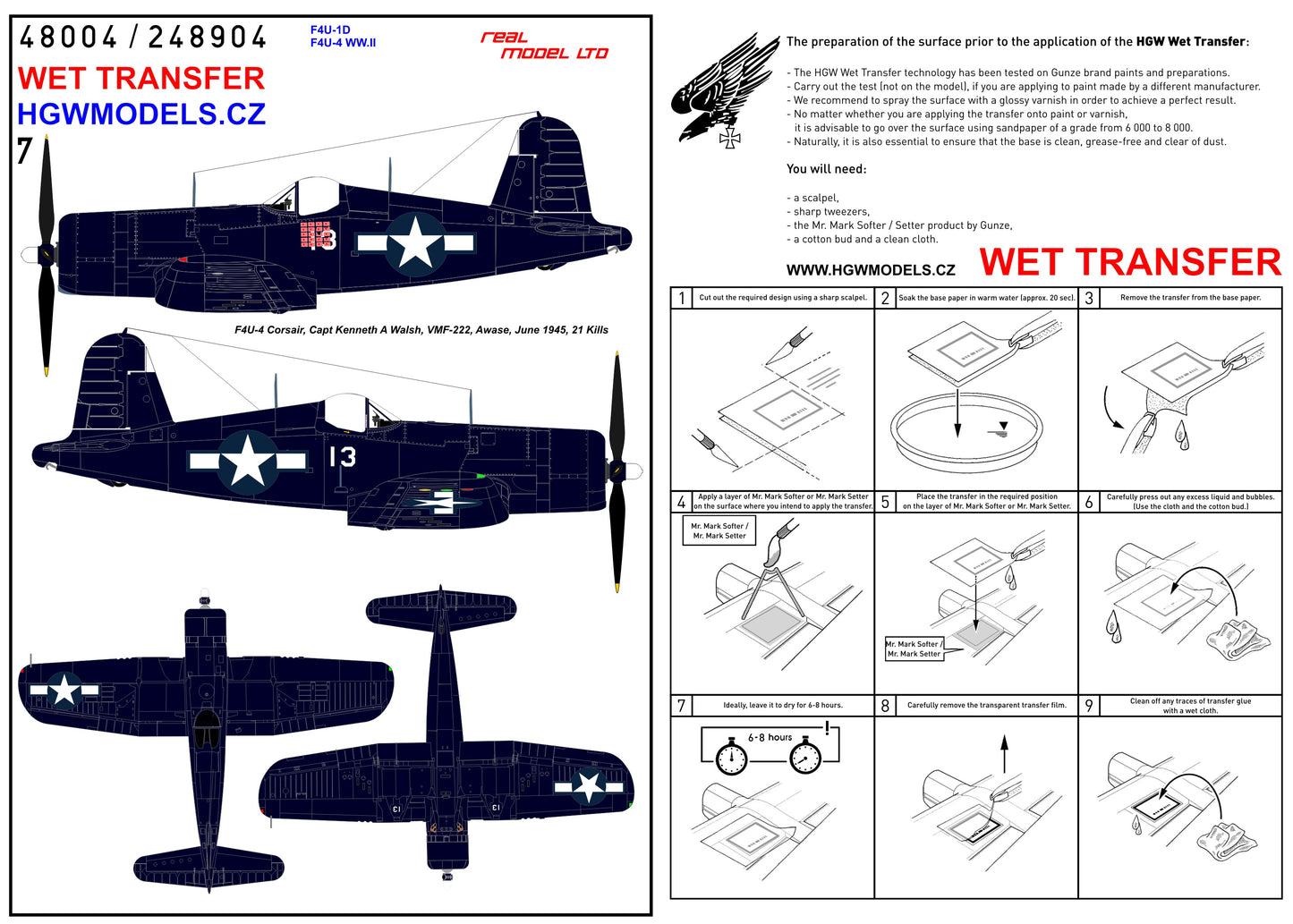 HGW HGW248904 1:48 Vought F4U-1D / F4U-4 Corsair WWII