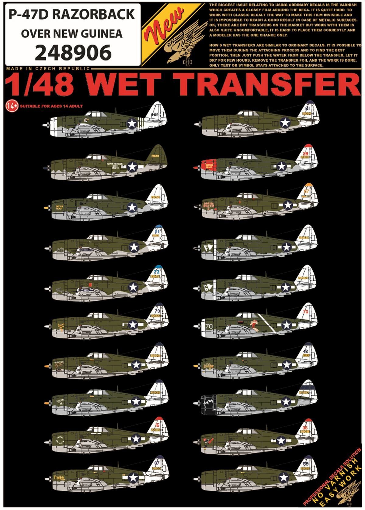 HGW HGW248906 1:48 Republic P-47D Thunderbolt Razorback OVER NEW GUINEA  Markigs