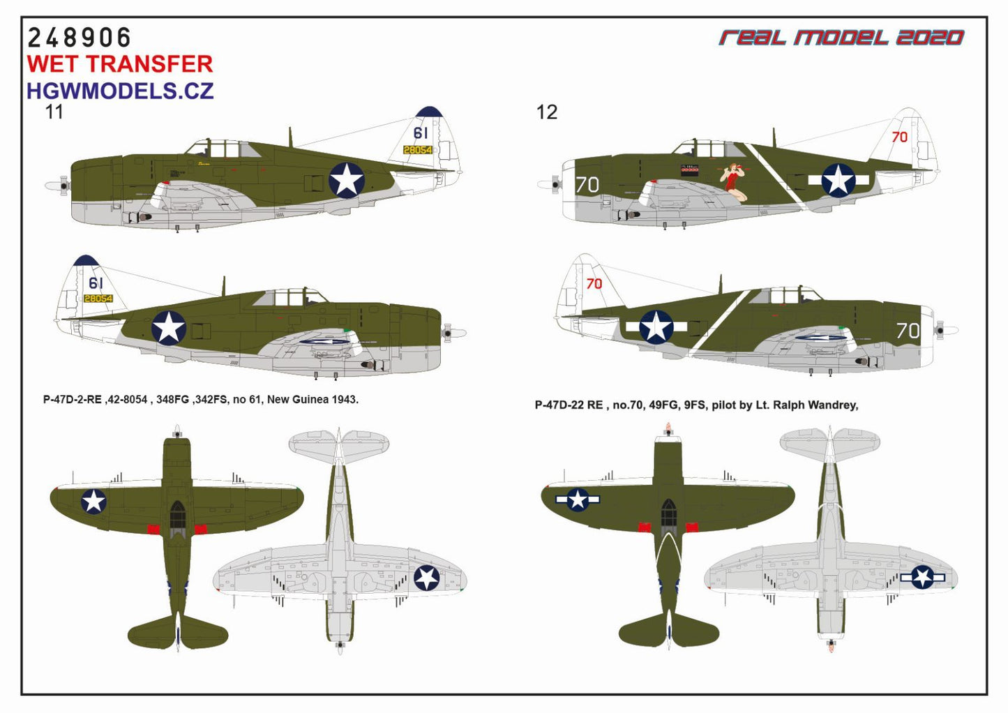 HGW HGW248906 1:48 Republic P-47D Thunderbolt Razorback OVER NEW GUINEA  Markigs