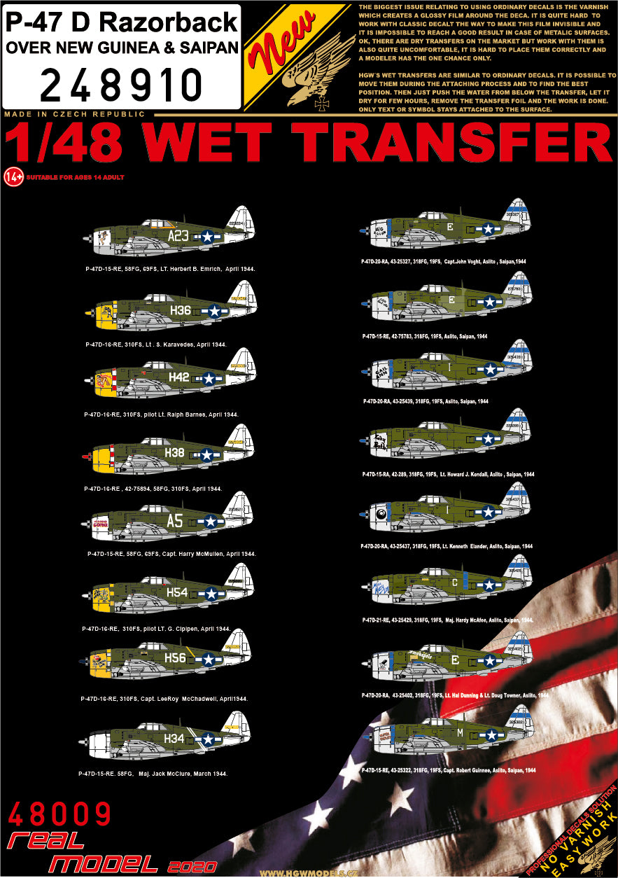 HGW HGW248910 1:48 Republic P-47D Thunderbolt Razorback over New Guinea & Saipan