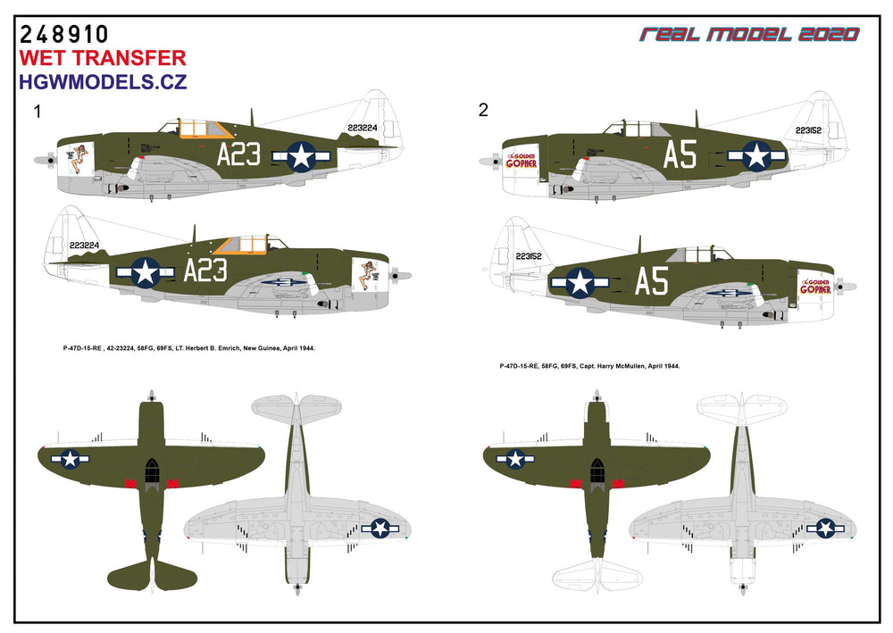 HGW HGW248910 1:48 Republic P-47D Thunderbolt Razorback over New Guinea & Saipan
