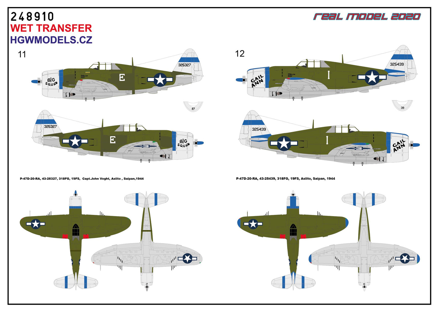 HGW HGW248910 1:48 Republic P-47D Thunderbolt Razorback over New Guinea & Saipan