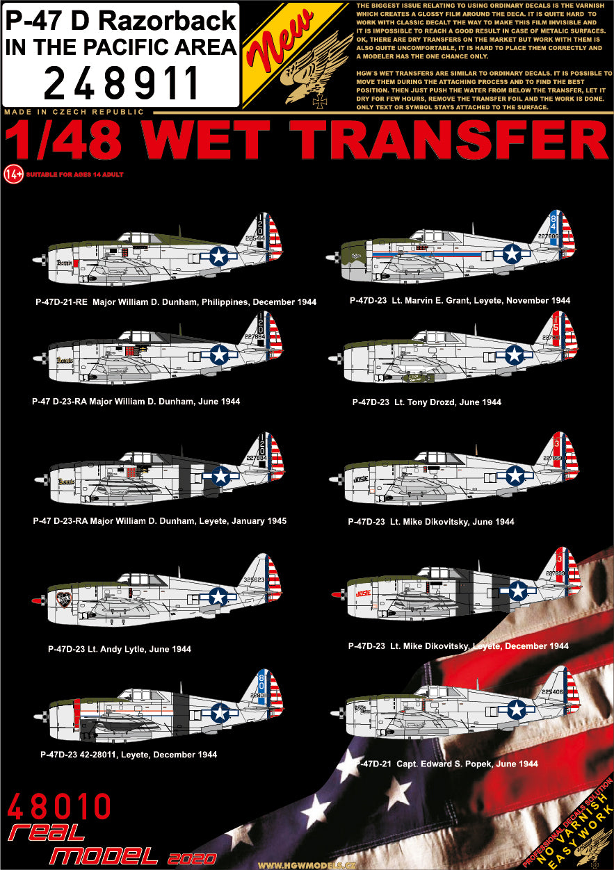 HGW HGW248911 1:48 Republic P-47D Thunderbolt RAZORBACK IN THE PACIFIC AREA
