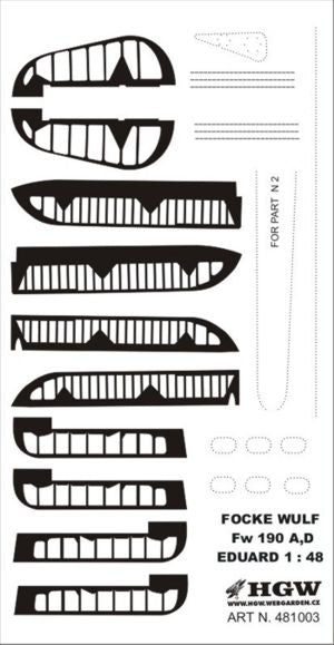 HGW HGW481003 1:48 Focke-Wulf Fw-190A/Fw-190D control surfaces