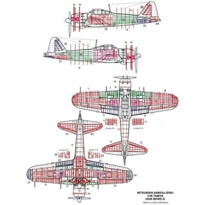 HGW HGW481020 1:48 Mitsubishi A6M5/A6M5a Zero riveting set