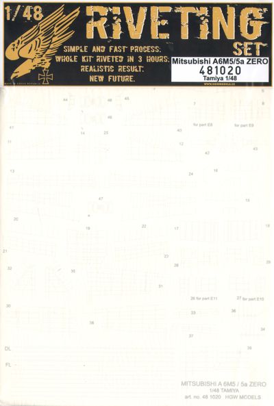 HGW HGW481020 1:48 Mitsubishi A6M5/A6M5a Zero riveting set