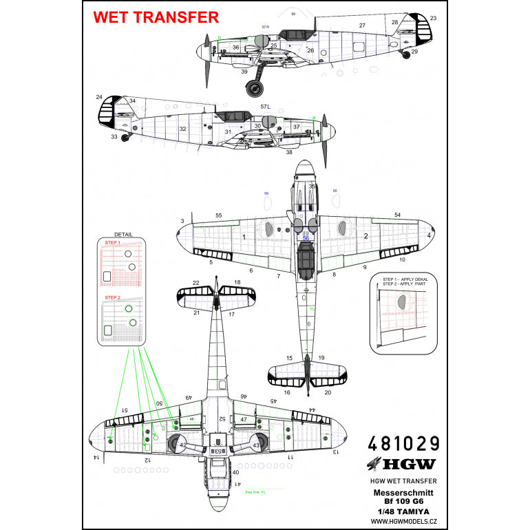 HGW 481029 Messerschmitt Bf-109G-6 Complete Positive Rivets 1:48