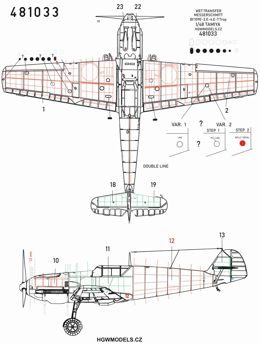 HGW HGW481033 1:48 Messerschmitt Bf-109E series riveting sets