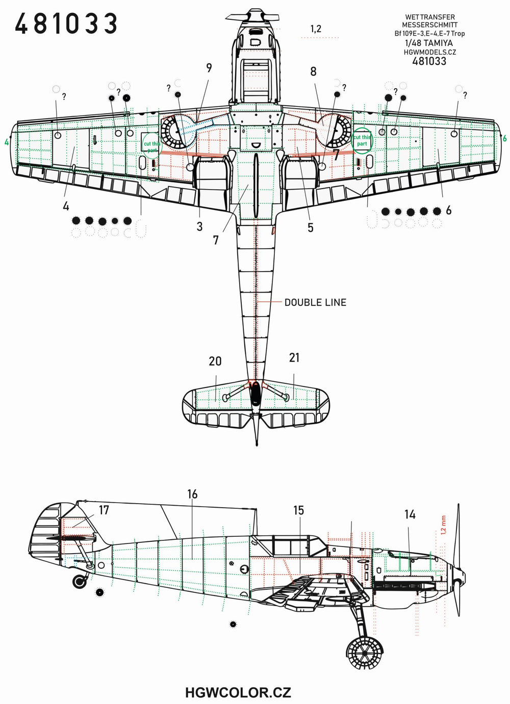 HGW HGW481033 1:48 Messerschmitt Bf-109E series riveting sets