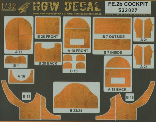 HGW HGW532027 1:32 Royal_Aircraft_Factory Fe.2B cockpit wood effect side panels