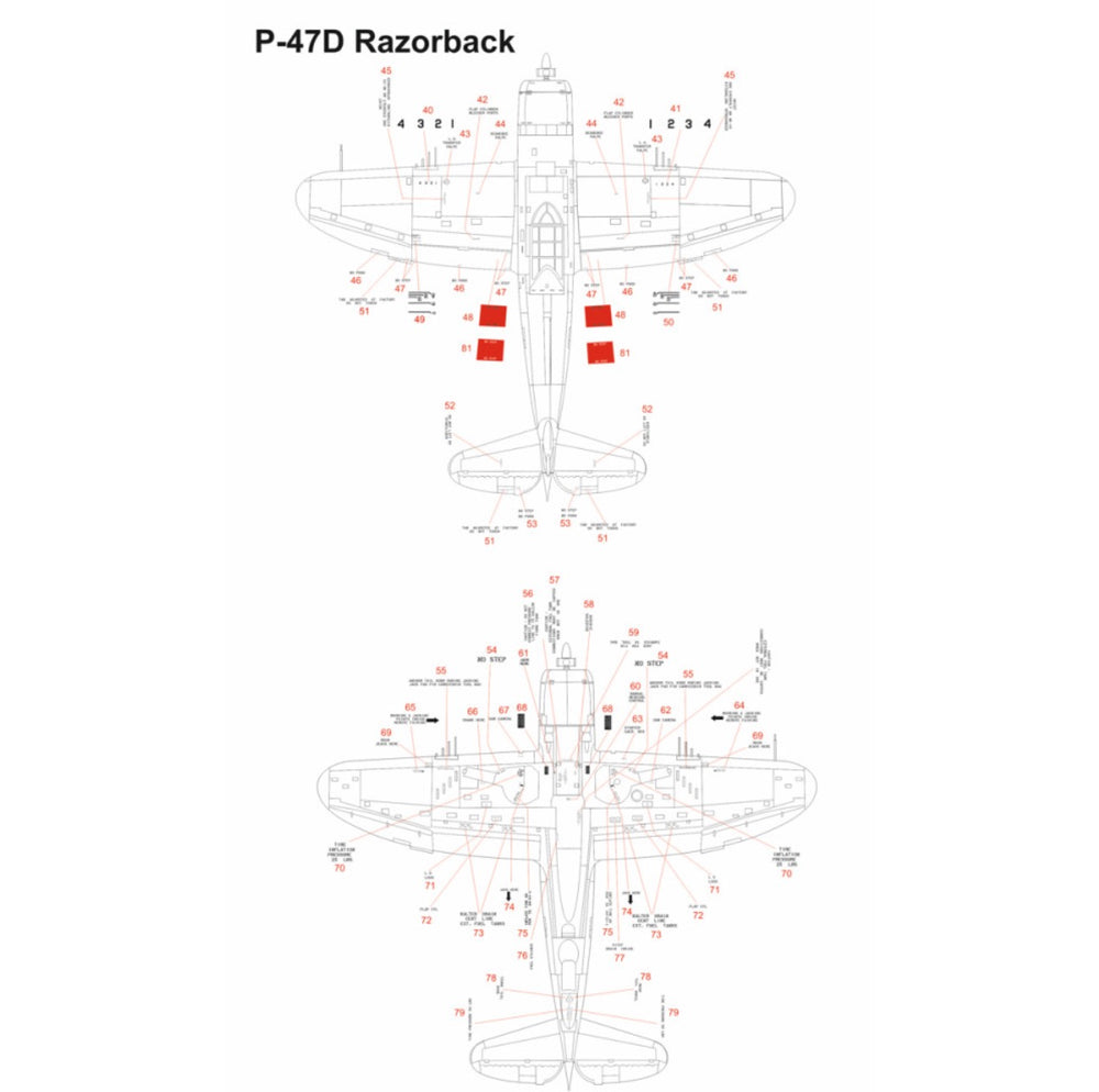 HGW HGW532070 1:32 Republic P-47D Thunderbolt RAZORBACK STENCILS