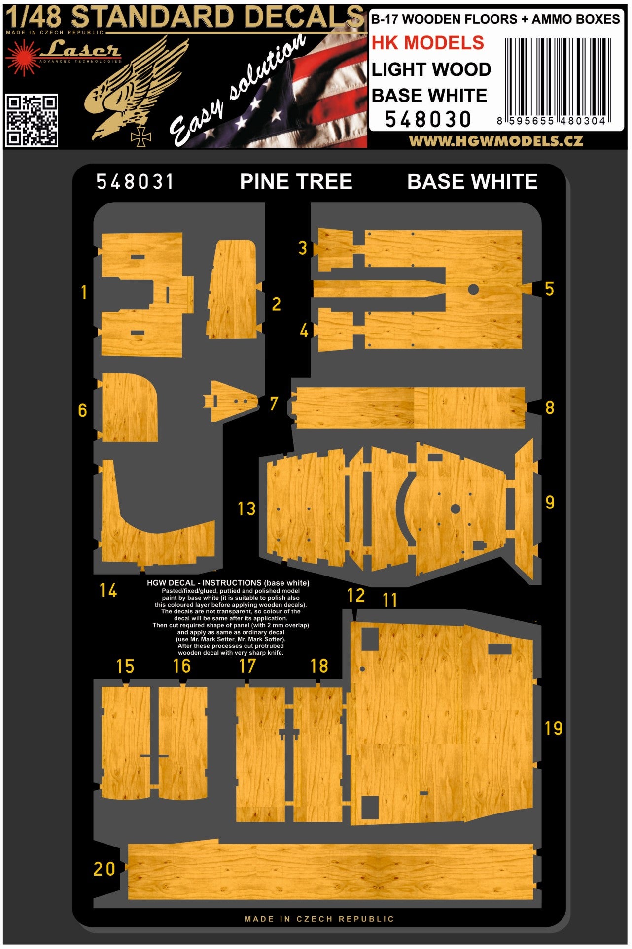 HGW HGW548030 1:48 Boeing B-17 Flying Fortress WOODEN FLOORS + AMMO BOXES