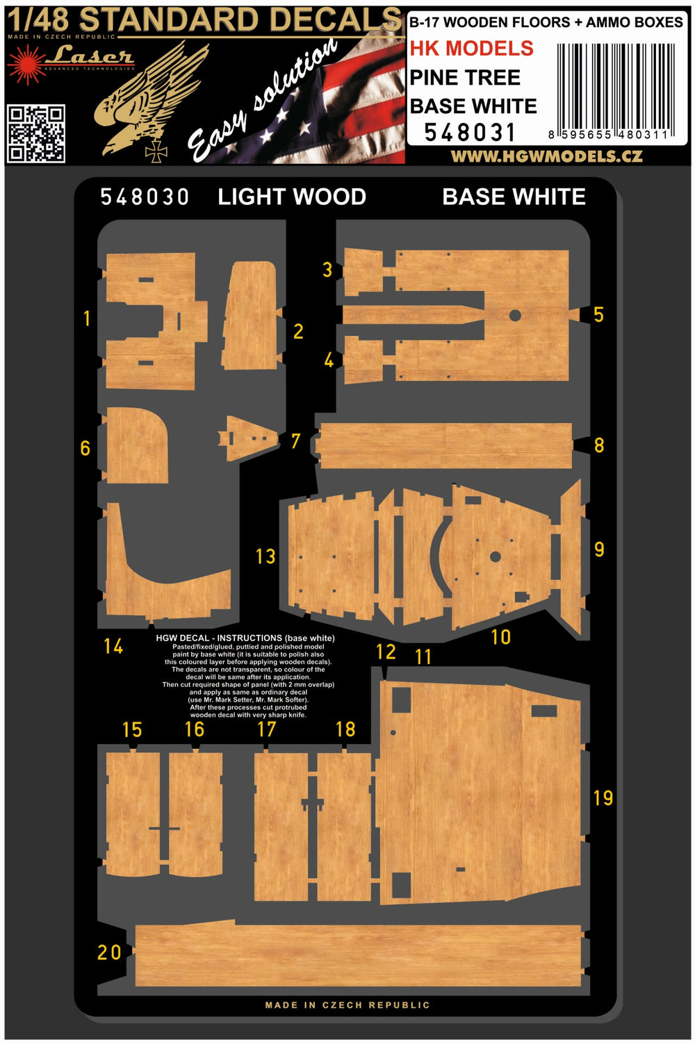 HGW HGW548031 1:48 Boeing B-17 Flying Fortress WOODEN FLOORS + AMMO BOXES