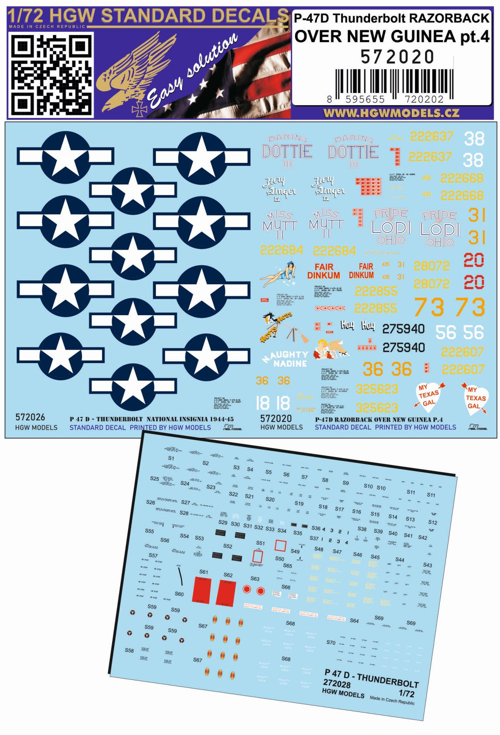 HGW 572020 P-47D Razorback Over New Guinea Decals 1:72