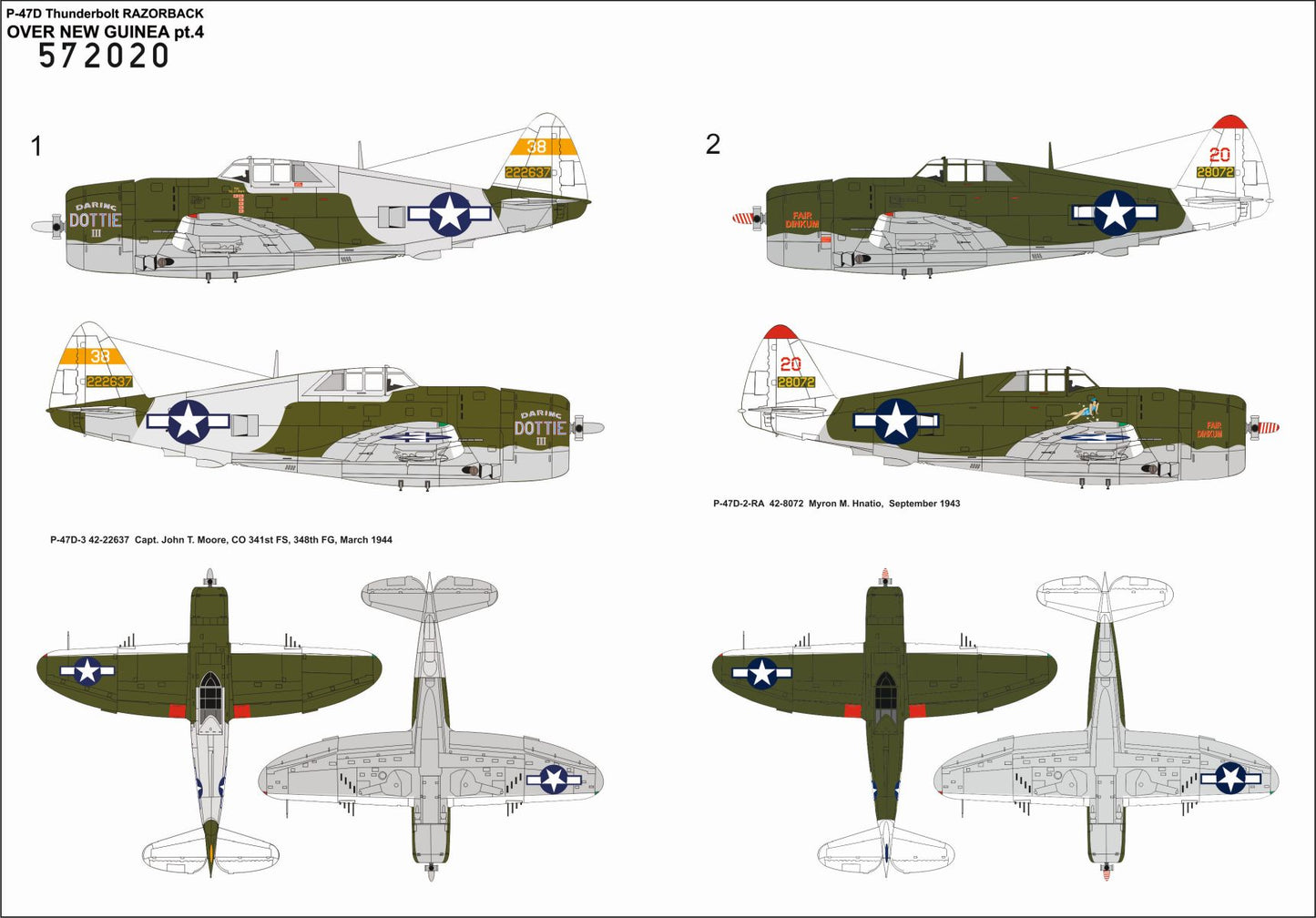 HGW 572020 P-47D Razorback Over New Guinea Decals 1:72
