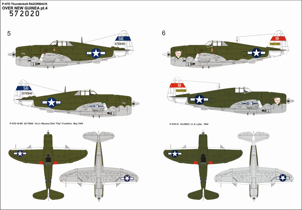 HGW 572020 P-47D Razorback Over New Guinea Decals 1:72