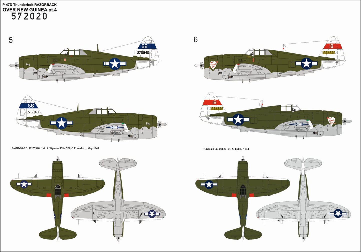 HGW 572020 P-47D Razorback Over New Guinea Decals 1:72