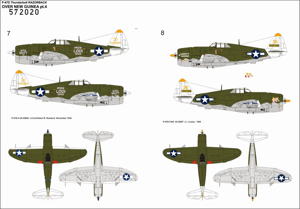 HGW 572020 P-47D Razorback Over New Guinea Decals 1:72