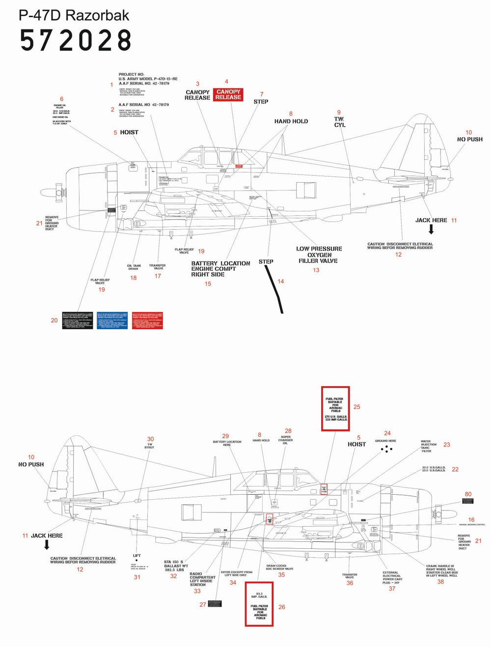 HGW 572020 P-47D Razorback Over New Guinea Decals 1:72