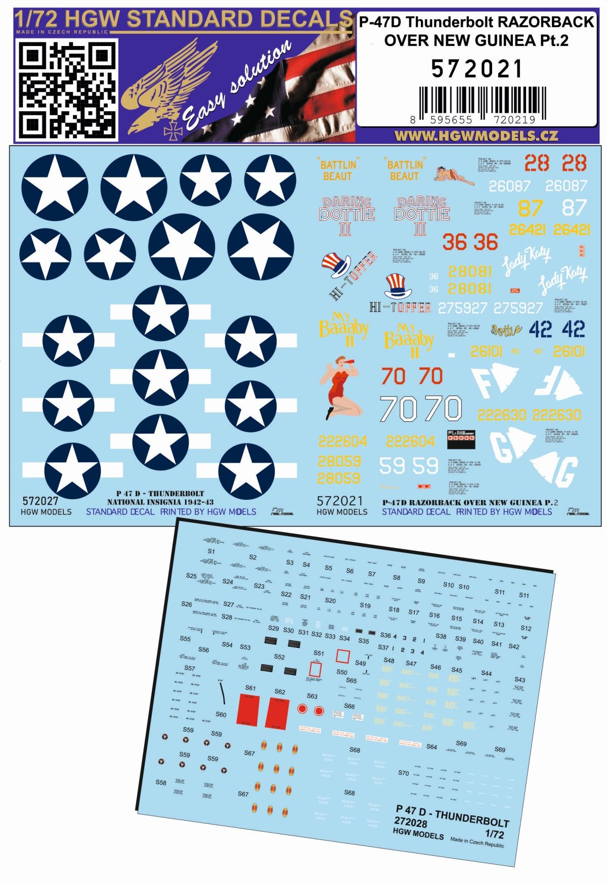 HGW 572021 P-47D Razorback Over New Guinea Pt 2 Decals 1:72