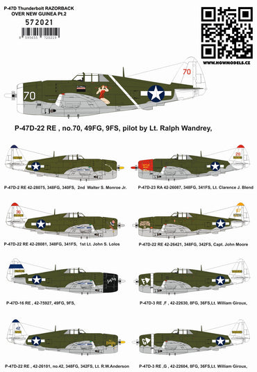 HGW 572021 P-47D Razorback Over New Guinea Pt 2 Decals 1:72