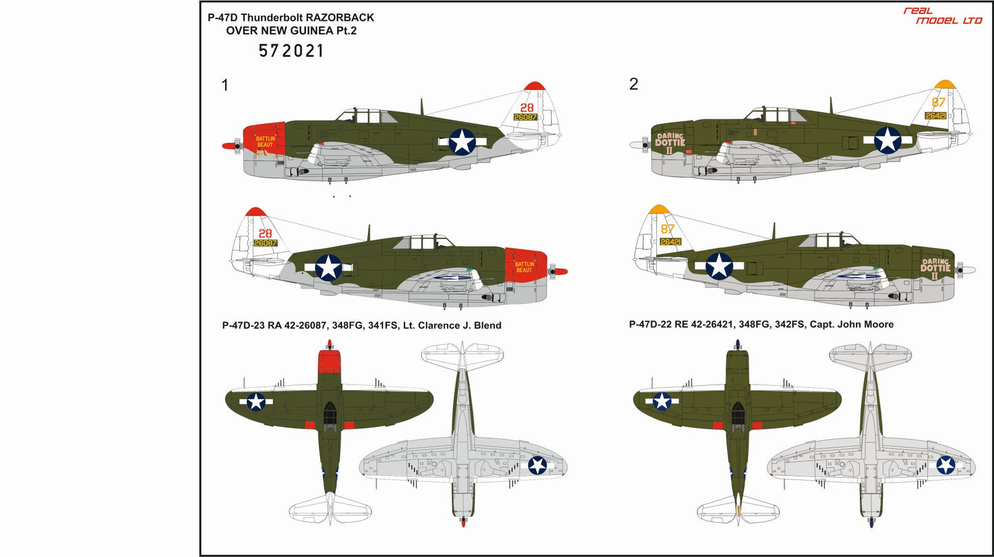 HGW 572021 P-47D Razorback Over New Guinea Pt 2 Decals 1:72